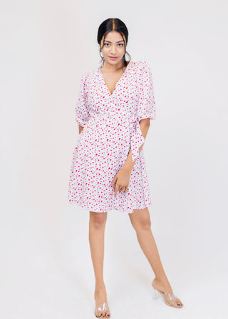 NORA FLORAL WRAP MIDI DRESS