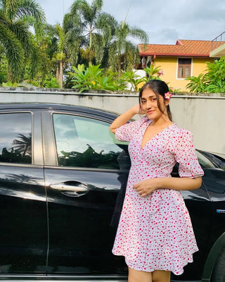 NORA FLORAL WRAP MIDI DRESS