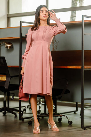 DANIELLA LONGSLEEVE PINTUCK DRESS