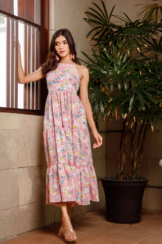MARIA HALTER NECK MAXI DRESS