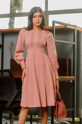 DANIELLA LONGSLEEVE PINTUCK DRESS
