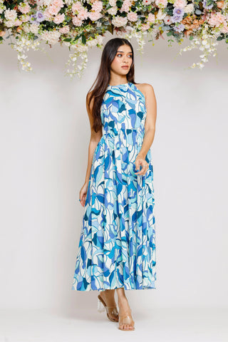 HEAVENLY HALTERNECK FLORAL MAXI DRESS