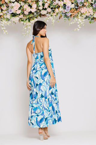 HEAVENLY HALTERNECK FLORAL MAXI DRESS