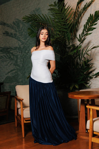 AVELINE TWO-TONE FLARED DRESS