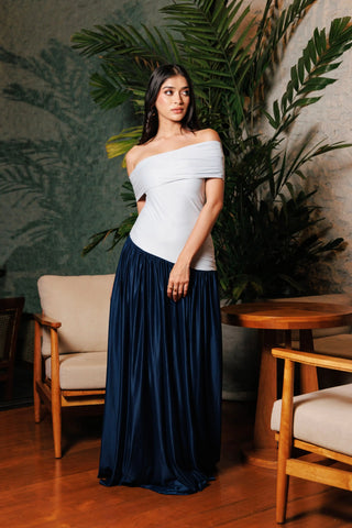 AVELINE TWO-TONE FLARED DRESS