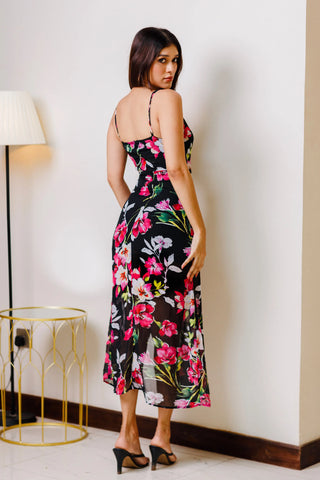 AMINRA SLEEVELESS FLORAL MIDI DRESS