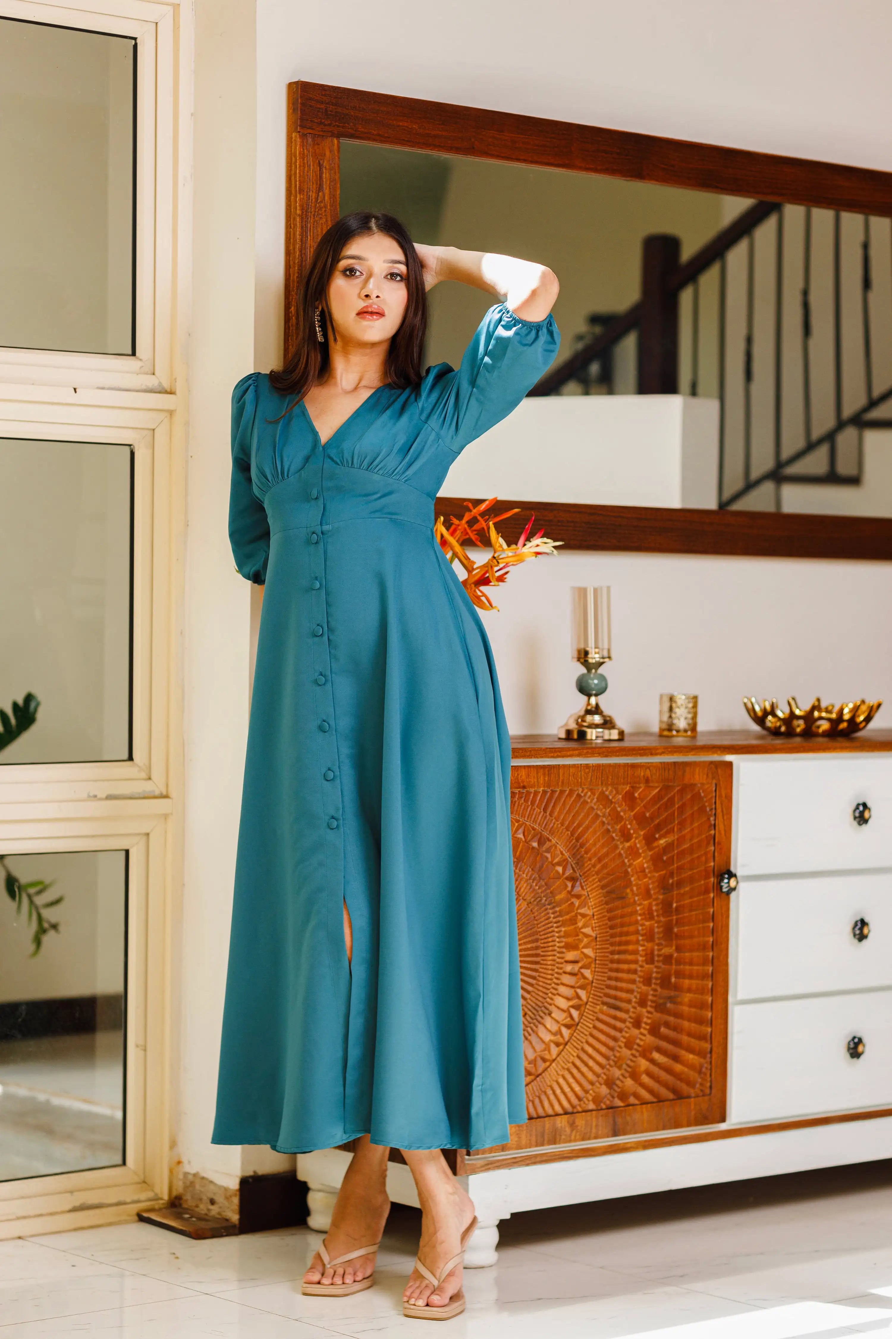 front open maxi dress Keyhole Twist Front Maxi Dress Espresso / Large
